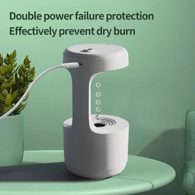 Anti-gravity droplet humidifier creating stunning visual effects with its unique mist display. Enjoy purified air and relaxation in any environment