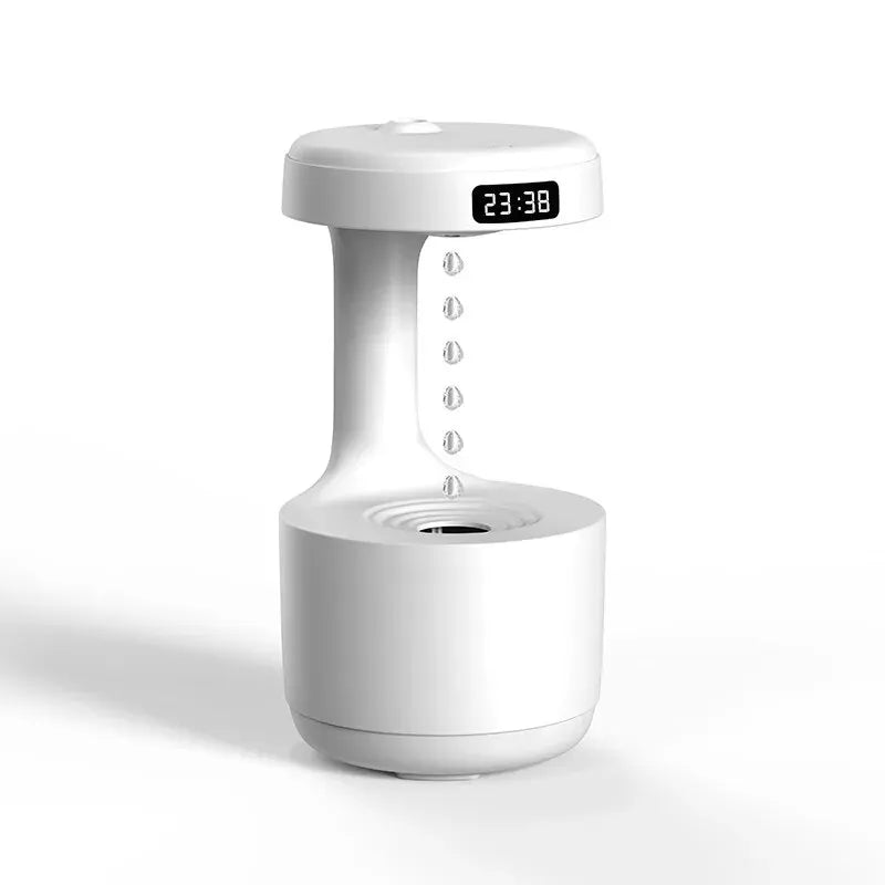 Modern anti-gravity droplet humidifier providing soothing mist and captivating visual experience. USB-powered for convenient use in any room